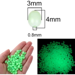 Fosforlu Glow Yeşil 3x4 mm Silikon Yumuşak Boncuk Olta Takımı, Çapari, Jig Yapım Malzemesi 50 Adet