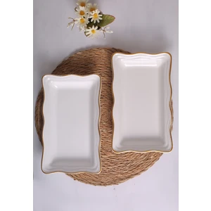 FBE Home Gold Kenarlı Serenat Servis Sunum Salata Tabağı Beyaz Renk 2 Adet