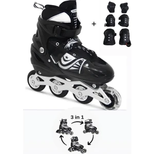 Top Rock Store Işıklı Çocuk Pateni Silikon Ayarlanabilir Teker Metal Gövde Numaralı ve Koruma Seti