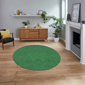 Viyana Home Dijital Baskılı Kaymaz Yıkanabilir Yuvarlak Jüt-Hasır Desen Mutfak Salon Halısı, V-Y-Jüt-07-Yeşil,