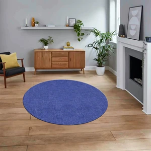 Viyana Home Dijital Baskılı Kaymaz Yıkanabilir Yuvarlak Jüt-Hasır Desen Mutfak Salon Halısı, V-Y-Jüt-07-Mavi,