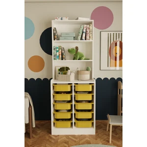 Feline 10 Sepet Oyuncak Dolabı Çok Amaçlı Mutfak Banyo Kiler Dolabı Sarı