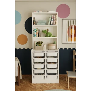 Feline 10 Sepet Oyuncak Dolabı Çok Amaçlı Mutfak Banyo Kiler Dolabı Beyaz