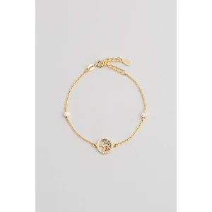 So CHIC Hayat Ağacı 18 Ayar Sarı Altın Kaplama 19 cm Gümüş Minimal Bileklik