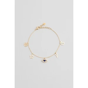 So CHIC Ra'nın Gözü 18 Ayar Beyaz Altın Kaplama 19 cm Gümüş Minimal Bileklik