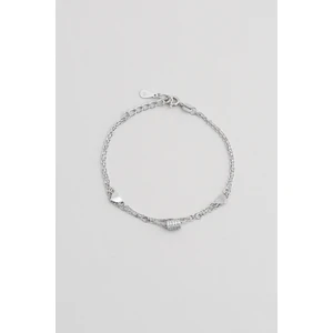 So CHIC Minimal Stil 18 Ayar Beyaz Altın Kaplama 19 cm Gümüş Ikili Bileklik