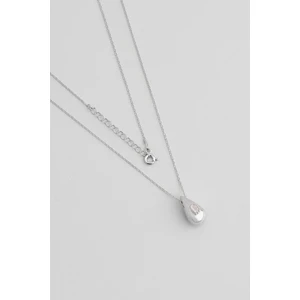 So CHIC Beyaz Taşlı 18 Ayar Beyaz Altın Kaplama 45 cm Gümüş Minimal Kolye