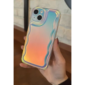 Paladyum Case iPhone 15 Plus Uyumlu Zigzaglı Dalgalı Hologram Puf Kılıf