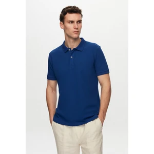 D'S Damat Regular Fit Saks/Kiremit/Beyaz Pike Dokulu %100 Pamuk Polo Yaka T-Shirt 6HC14ORTBN510