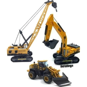 Berattoys Üçlü Inşaat Set Iş Makinaları Dozer Vinç Ekskavatör Iş Araçları Kepçe