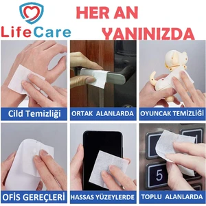 Life Care Alkollü Mendil 100 Yaprak Kokusuz Bebekler İçin Dermatolojik Olarak Test Edilmiş