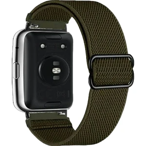 Huawei Watch Fit Uyumlu Örgü Bant Kordon, Pim Çevirici Aparatı ile Birlikte  Asker Yeşil