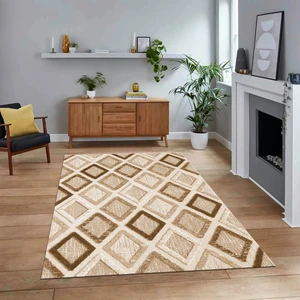 Viyana Home Dijital Baskılı Kaymaz Taban Yıkanabilir Modern Yolluk Mutfak Salon Halısı, V-Modern-66-Kahve,