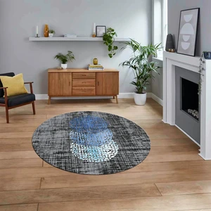 Viyana Home Dijital Baskılı Kaymaz Taban Yıkanabilir Yuvarlak Modern Mutfak Salon Halısı, V-Y-Modern-01-Antrast,