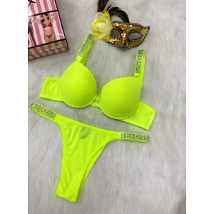 Victoria Secret Yazılı Destekli Taşlı Sütyen Takım