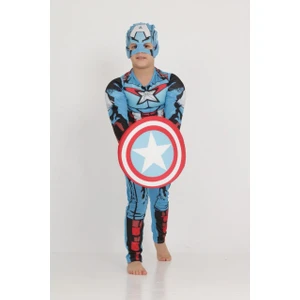 Neat Kids Captain America Kaptan Amerika Kaslı Parti Doğum Günü Özel Gün Maskeli Kalkanlı Kostüm