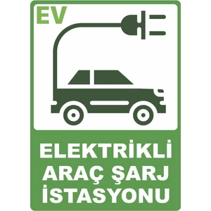 ChicArt Design Studio Elektrikli Araç Şarj Istasyonu Dijital Uv Folyo Yapışkan Baskı Uyarı Etiket  Sticker 12.5X17.5