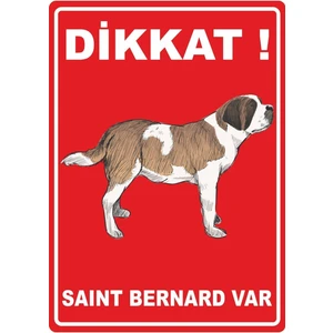 ChicArt Design Studio Dikkat Saınt Bernard Var Dijital Uv Folyo Baskı Uyarı Etiket Yapıştırma Sticker 12.5X17.5 cm