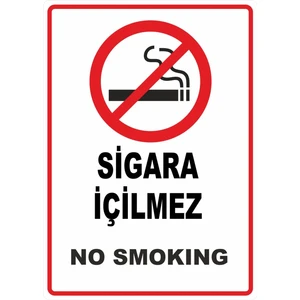 ChicArt Design Studio Sigara Içilmez No Smoking Dijital Uv Folyo Yapışkanlı Baskı Uyarı Etiket Yapıştırma Sticker 25X35 cm