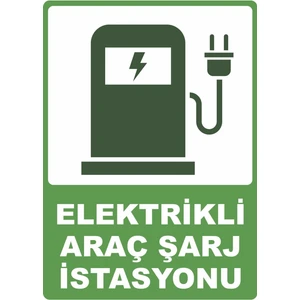 ChicArt Design Studio Elektrikli Araç Şarj Istasyonu Pvc Plakalı Uyarı Levhası Dekota Dijital Baskı Yapışkan 12.5X17.5
