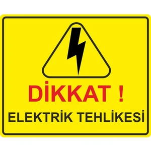 ChicArt Design Studio Dikkat Elektrik Tehlikesi 2'li Dijital Uv Folyo Baskı Yapışkan Uyarı Etiket Yapıştırma Sticker 16X13