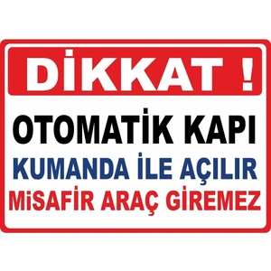 ChicArt Design Studio Otomatik Kapı Pvc Plakalı Uyarı Levhası Dekota Dijital Uv Baskı Yapışkanlı 35X25 cm