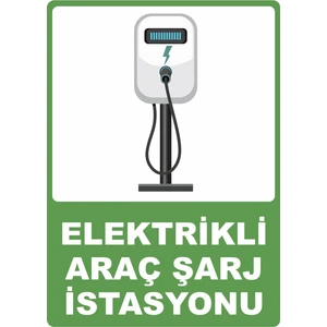 ChicArt Design Studio Elektrikli Araç Şarj Istasyonu Pvc Plakalı Uyarı Levhası Dekota Dijital Uv Baskı Yapışkanlı 25X35 cm