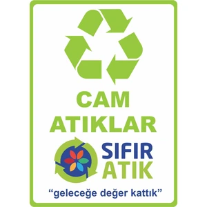 ChicArt Design Studio Cam Atıklar Sıfır Atık Dijital Uv Folyo Baskı Yapışkanlı Uyarı Etiket Yapıştırma Sticker 25X35