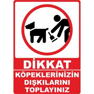 ChicArt Design Studio Köpeklerinizin Dışkılarını Toplayınız Dijital Uv Folyo Baskı Uyarı Etiket Yapıştırma Sticker