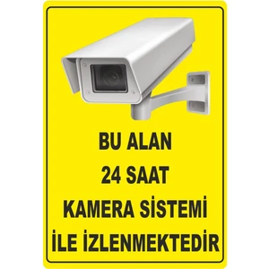 ChicArt Design Studio 24 Saat Kamera Sistemi Ile Izlenmektedir Pvc Uyarı Levhası Dekota Dijital Baskı Yapışkanlı 12.5X17.5