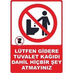 ChicArt Design Studio Gidere Tuvalet Kağıdı Atmayınız Dijital Uv Folyo Baskı Uyarı Etiket Yapıştırma Sticker 12.5X17.5