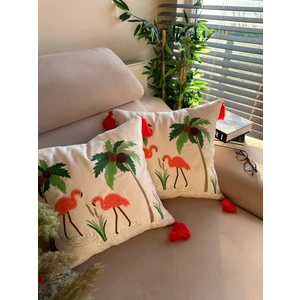 En Gözde Home Punch Nakışlı 2ADET Flamingo Desenli Kırlent Kılıfı