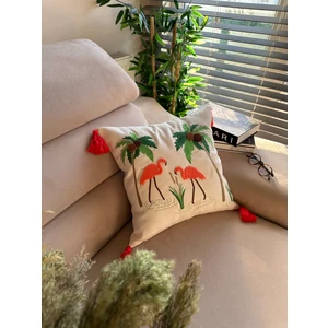 En Gözde Home Punch Nakışlı Flamingo Motifli Kırlent Kılıfı