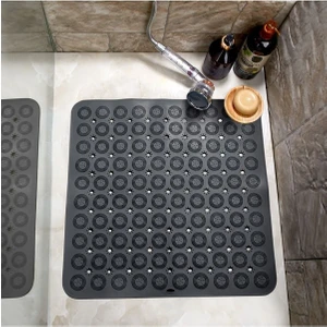 Main Shop Silikon Kaydırmaz Taban Masajlı Duşa Kabin ve Banyo Paspası-Banyo Küvet Içi Paspas Antrasit Renk