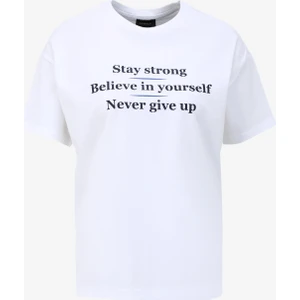 Beyaz Kadın Bisiklet Yaka Basic T-Shirt F4SL-TST0752