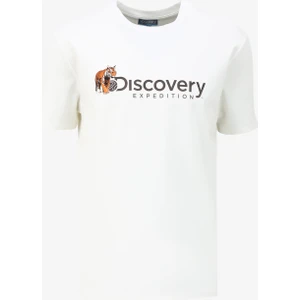 Discovery Expedition Beyaz Erkek Bisiklet Yaka Basic Baskılı T-Shirt D4SM-TST3304