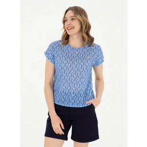 U.S. Polo Assn. Bisiklet Yaka Koyu Mavi Kadın T-Shirt PACEY