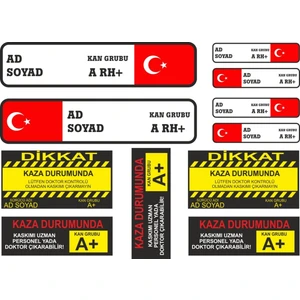 ChicArt Design Studio Kan Grubu Kartı Dijital Uv Folyo Baskı Uyarı Etiket Yapıştırma Sticker 35X25 cm