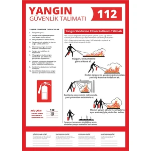 ChicArt Design Studio Yangın Güvenlik Talimatı Pvc Plakalı Uyarı Levhası Dekota Dijital Uv Baskı Yapışkanlı 25X35 cm