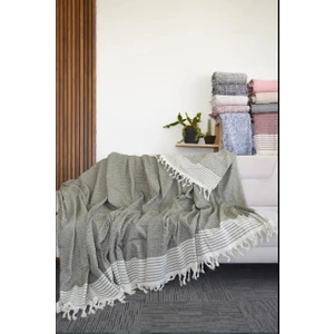 Osmanlı Home Concept Pamuklu Battal Boy Kol Örten Koltuk Örtüsü Koyu Kahverengi 170X300