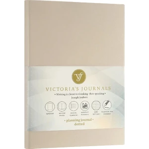 Victoria's Journals Smyth Pastel Tarihsiz Kalın Yapraklı Noktalı Defter 15 x 21 cm A5 Bej