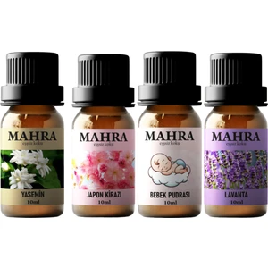 Mahrashop 4'lü Set Esansiyel Uçucu Koku Yağı Buhurdanlık Yağı Difüzör Esansı Ortam Oda Kokusu 10 ml x 4 Adet