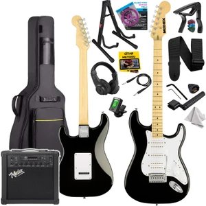 RPH-40WB-25AMP Siyah Beyaz 25W Şarjlı BT Amfili Elektro Gitar Seti HSH Manyetik Maple Klavye