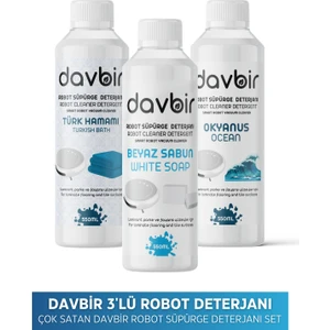 3'lü Set Akıllı Robot Süpürge Deterjanı Beyaz Sabun,türk Hamamı,okyanus Sprey Mop Deterjanı 3x 550ML