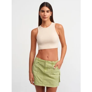 30962 Dikiş Detaylı Crop Top-Bej Melanj