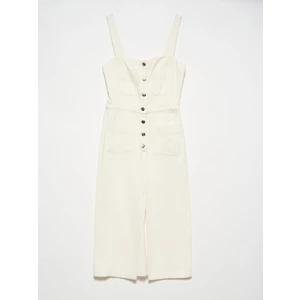 90767 Denim Midi Elbise-Natural