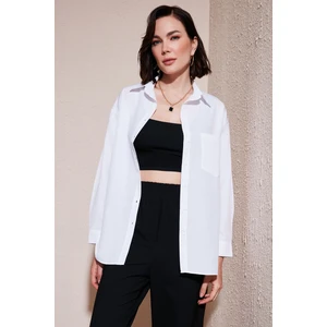 Pamuklu Arkası Düğmeli Boyfriend Gömlek Bayan Gömlek 66939522S4