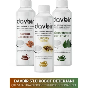 3'lü Set Akıllı Robot Süpürge Deterjanı Yağmur Ormanı, Sandal, Lüx Ev Sprey Mop Deterjanı 3x 550ML