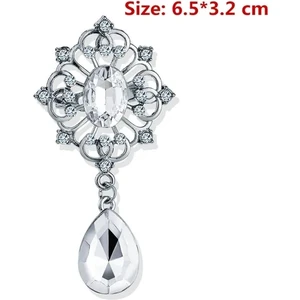 W3 Yeni Su Damlası Büyük Orta Kristal Rhinestones Broş Bayanlar Takı Büyük Kırmızı Cam Broş Pin Kadınlar Için Düğün Takısı Hediyeler (Yurt Dışından)