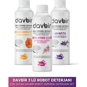 3'lü Set Akıllı Robot Süpürge Deterjanı Amber Romantik,japon Kiraz Çiçeği,lavanta 3x 550ML